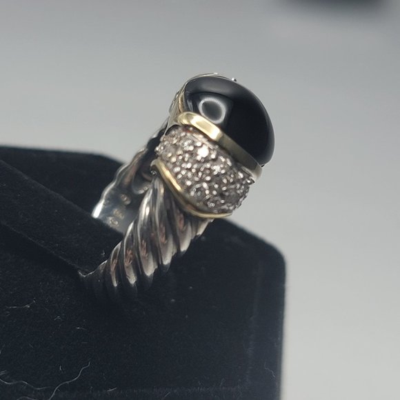 David Yurman Pave Diamond Onyx Capri Cable ring - Picture 4 of 8